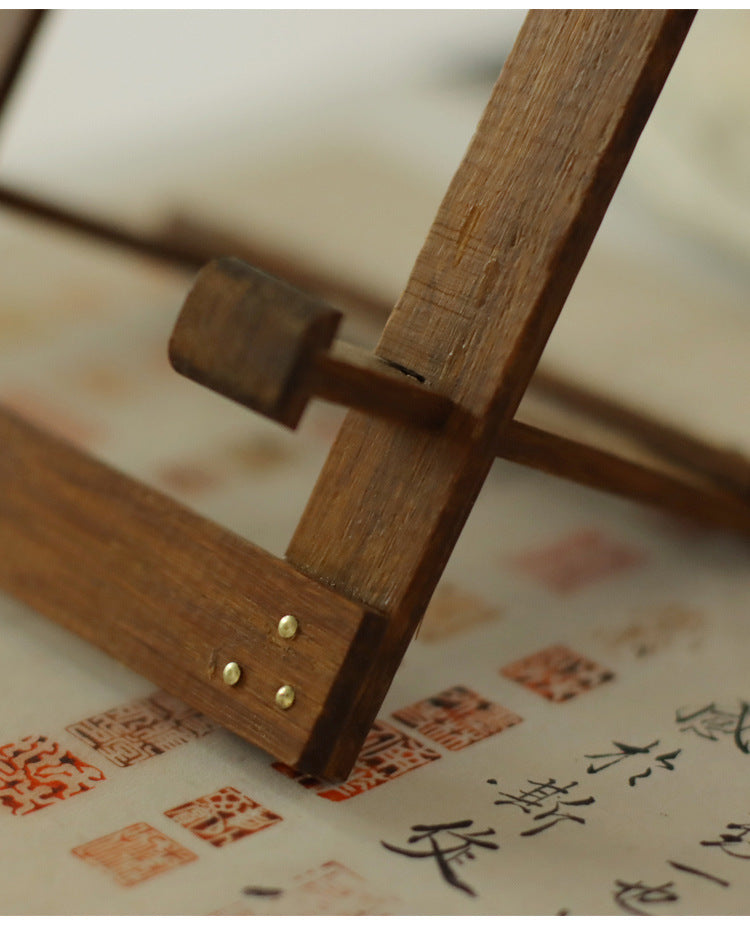 Gohobi Bamboo Pu'er Tea Cake Display Stand – Triangular Easel Shelf for Tea Ceremony Display