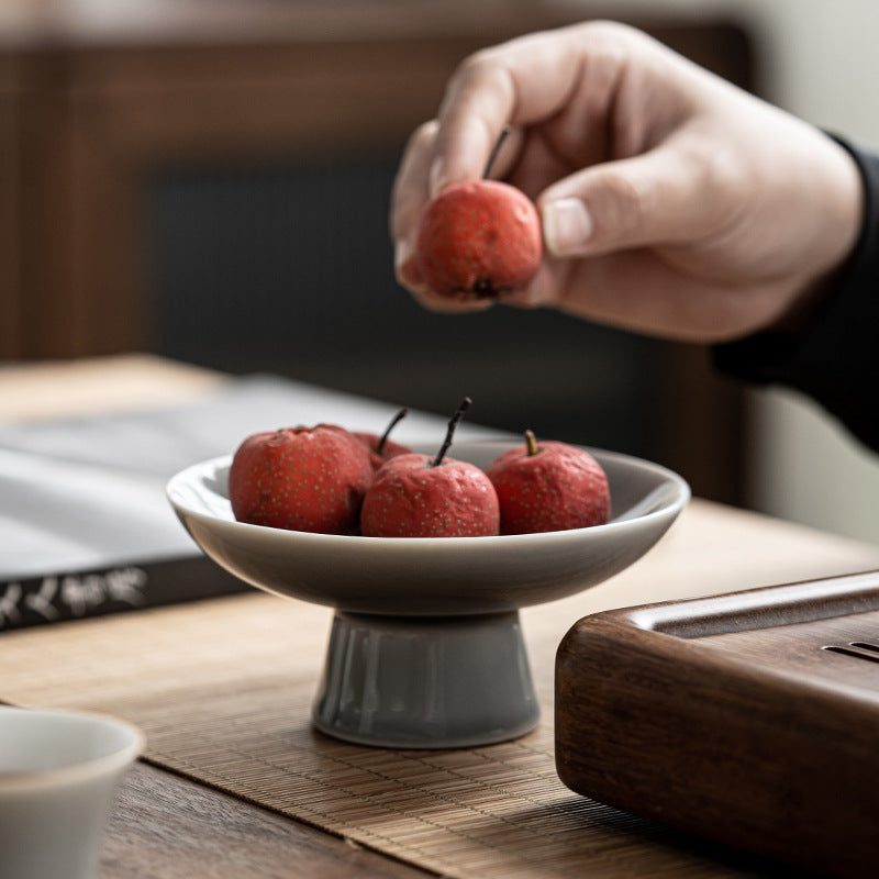 Gohobi Traditional Japanese Grey and Green Glazed Fruit Nuts Plate