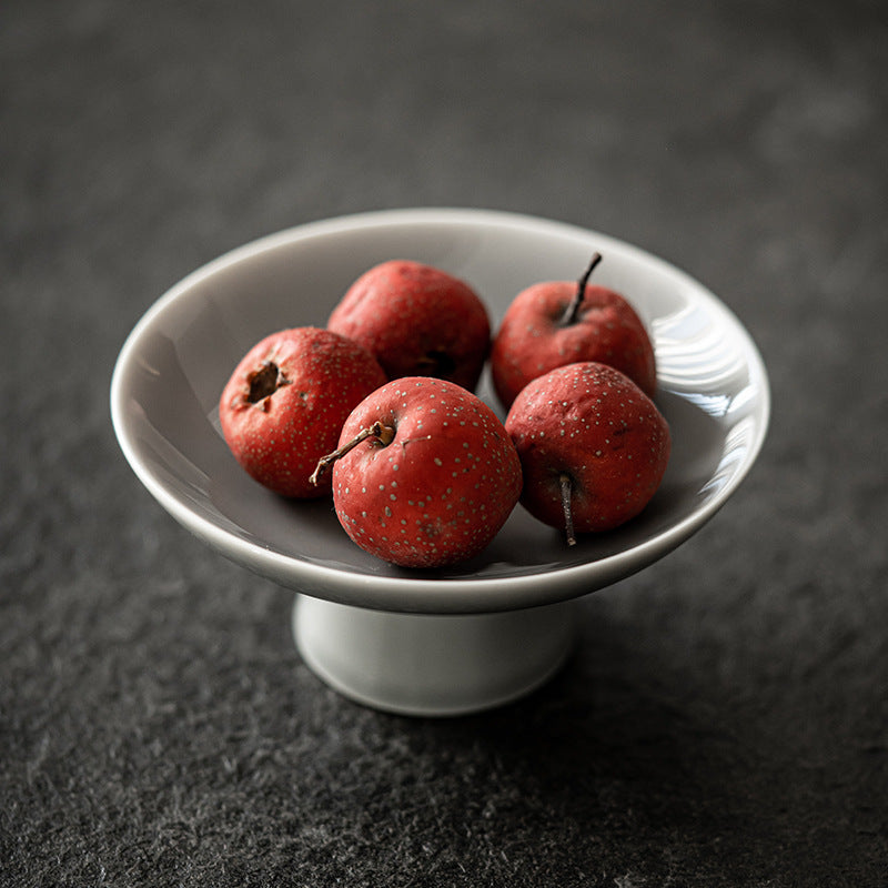 Gohobi Traditional Japanese Grey and Green Glazed Fruit Nuts Plate