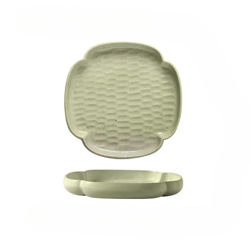 Gohobi Ceramic Four-leaf Plate Teapot Tray