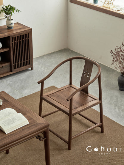 Gohobi Black Walnut Chinese Style Armchair – Solid Wood Taishi Tea Chair