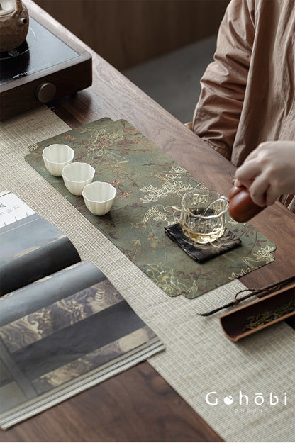 Gohobi Xiangyun Silk Tea Table Runner – Double-Sided Tea Mat Dry Brew Cloth