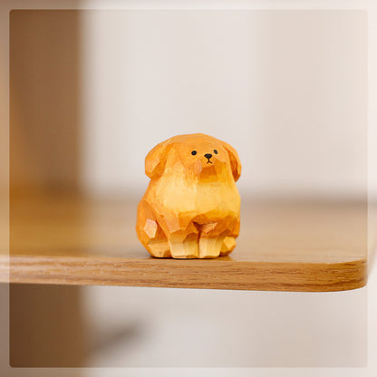 Gohobi Handmade Wooden Golden Hair Dog Ornament