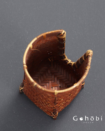 Gohobi Bamboo Woven Tea Cup Holder Basket – Zen Style Tea Set Storage Tube & Chopstick Basket