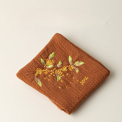 Embroidered tea towel household fabric tea party small square towel tea table towel rag new Chinese absorbent pot towel tea cloth