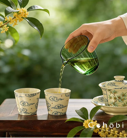 Gohobi Jingdezhen Blue and White Porcelain Gaiwan or Teacup – Hand-Painted Ceramic Tea Ware