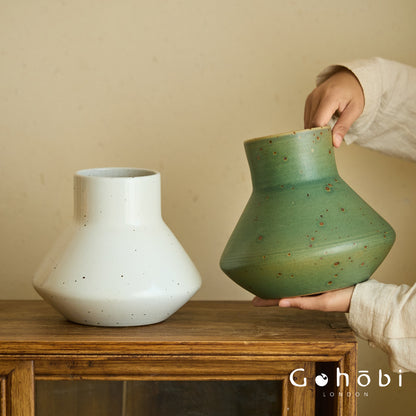 Gohobi Jingdezhen Retro Ceramic Hydroponic Vase – Antique Style Decorative Flower Vase for Home