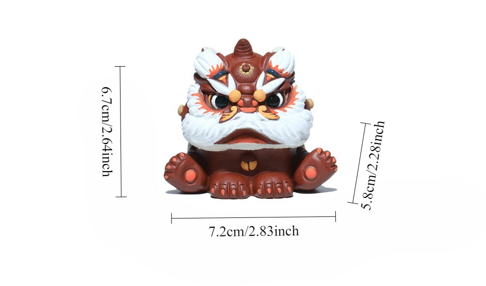 Gohobi Yixing Purple Clay Lion Dance Tea Pet – Handmade Guardian Ornament
