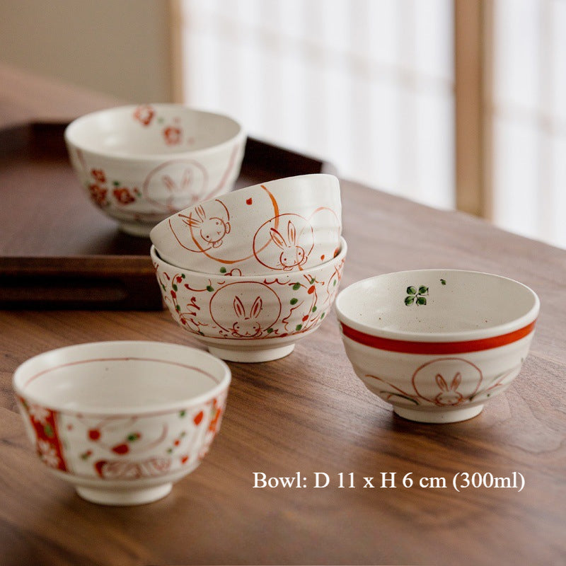 Gohobi Japanese Mino Ware Sakura Rabbit Mug Set