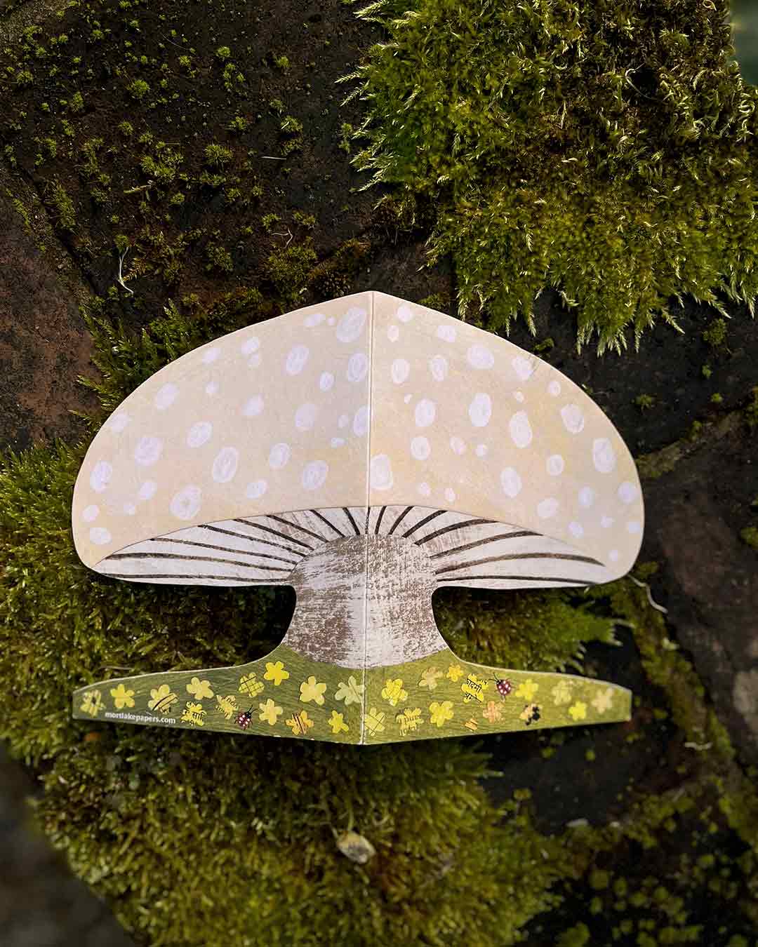 Mortlake Papers Spring Mushroom Die-Cut Greetings Card [Made in the UK]