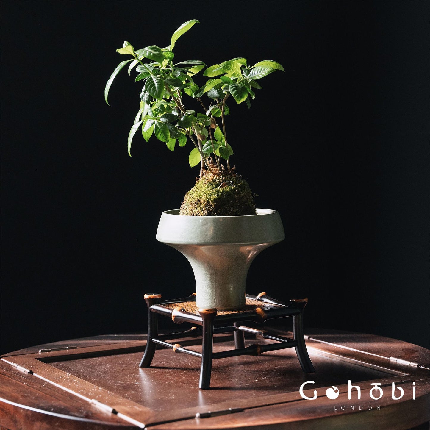 Gohobi Handmade Bamboo Flower Stand – Small Desktop Zen Tea Room & Orchid Display Table