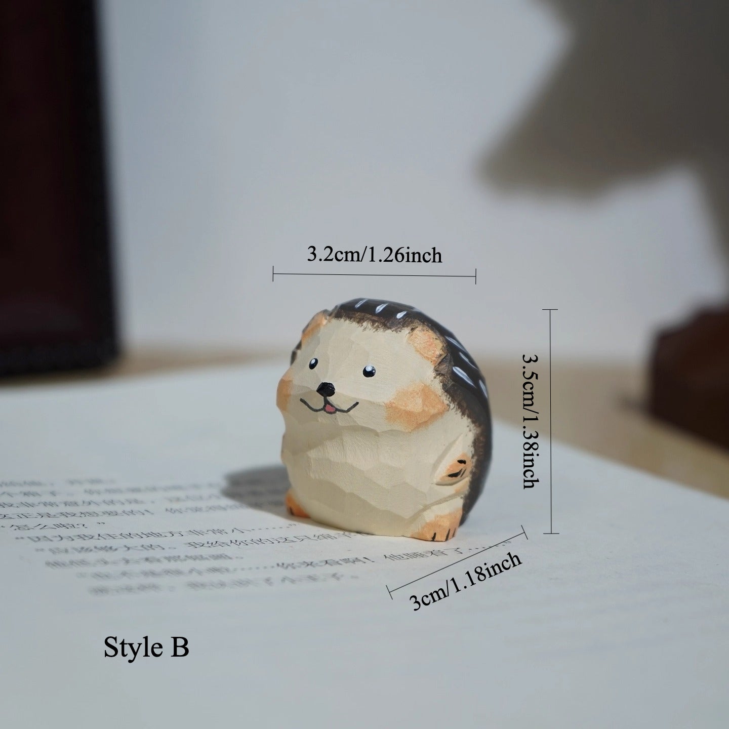 Gohobi Hand-Carved Mini Hedgehog Figurine