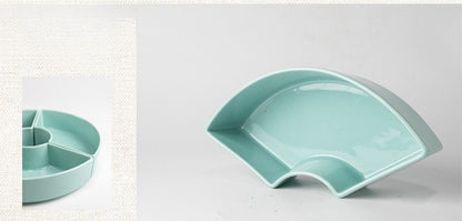 Gohobi Ink Blue Ikebana Ceramic Vase – Fan-Shaped Flower Arrangement Vessel