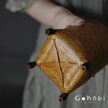 Gohobi Handmade Woven Lacquer Tea Tools Holder – Bamboo Retro Six Gentlemen Storage Tube