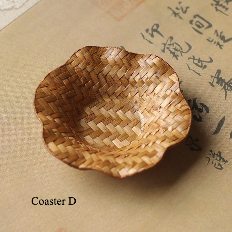 Gohobi Handmade Bamboo Cup Coasters Placemats – Rattan Tea Coaster Heat Insulation Pad