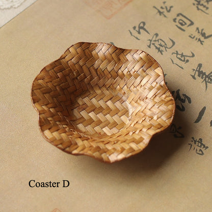 Gohobi Handmade Bamboo Cup Coasters Placemats – Rattan Tea Coaster Heat Insulation Pad