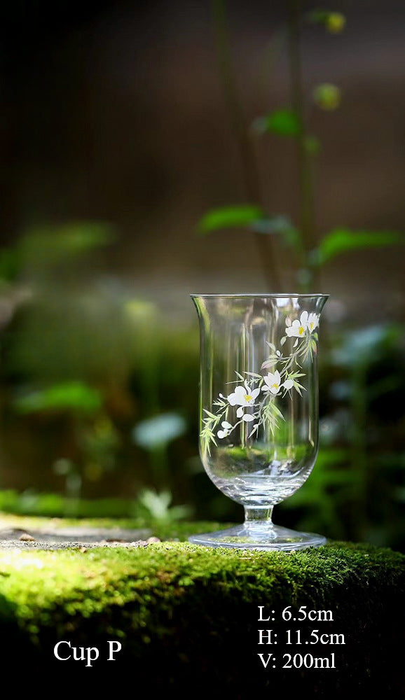 Gohobi Handmade Floral and Bird Glass Pattern Tea Cup Pitcher Teapot