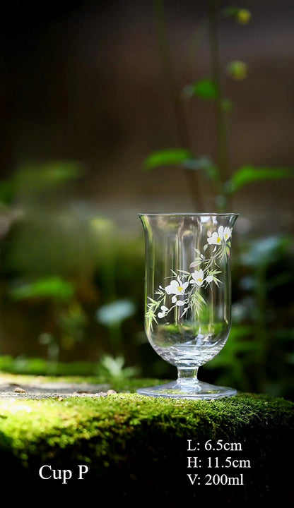 Gohobi Handmade Floral and Bird Glass Pattern Tea Cup Pitcher Teapot