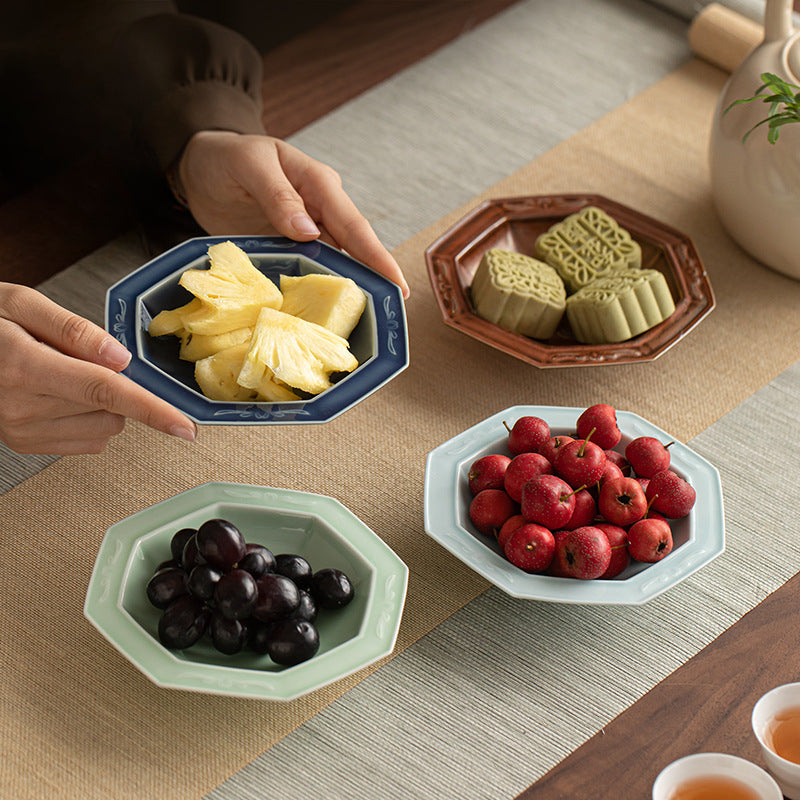 Gohobi Traditional Japanese Glazed Fruit Nuts Small Plate - Octagon 005
