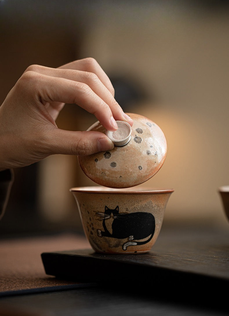 Gohobi Chi Wildcat Ceramic Travel Tea Set