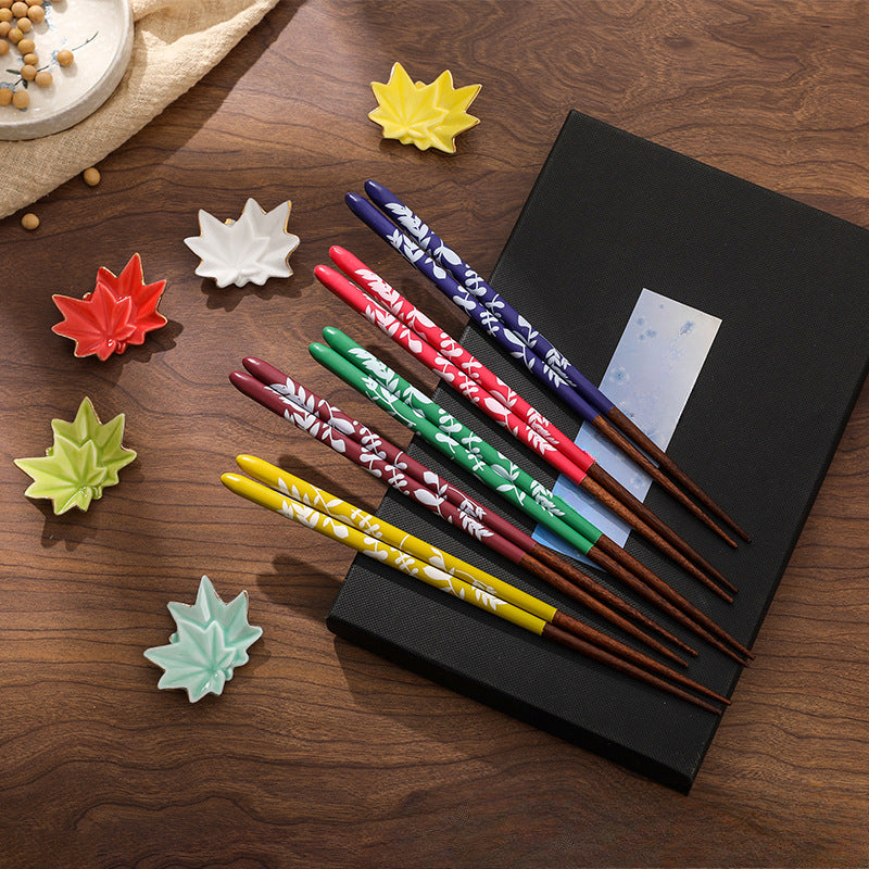 Gohobi A Set of 5 Pairs of Wooden Chopsticks and Rests