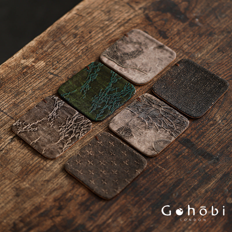 Gohobi Xiangyun Silk Tea Coaster – Handmade Tussah Silk Square Tea Mat Heat Insulation Pad