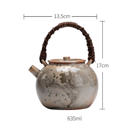 Gohobi Shino Kiln-Transformed Rattan Beam Teapot – Large Household Brewing Kettle