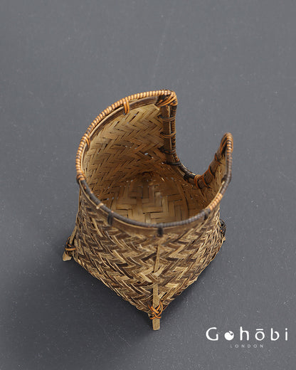 Gohobi Bamboo Woven Tea Cup Holder Basket – Zen Style Tea Set Storage Tube & Chopstick Basket