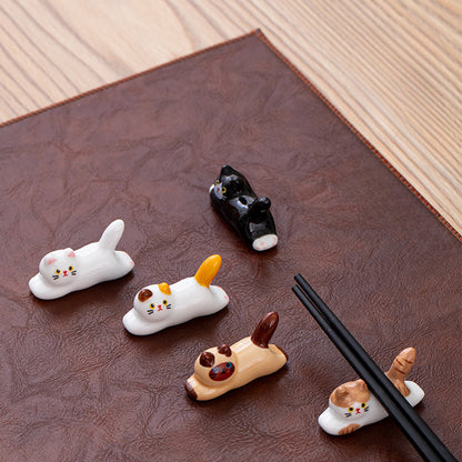 Gohobi Ceramic Lying Cat Chopstick Rest