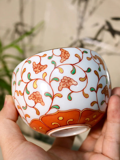 [清和堂 x Gohobi Gallery] Hand-painted Ganoderma Lucidum Pattern Egg Shape Coffee Cup Tea Cup