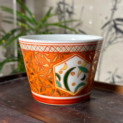 [清和堂 x Gohobi Gallery] Hand-painted Golden Orange Orchid Tea Cup Coffee Cup