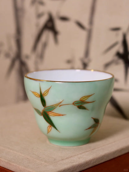 [清和堂 x Gohobi Gallery] Hand-painted Bamboo Leaf Pattern Tea Cup