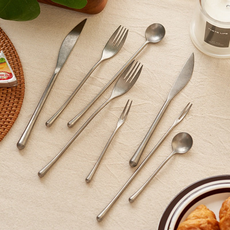 Gohobi A Set of 5 Pieces Stonewashed Stainless Steel Cutlery