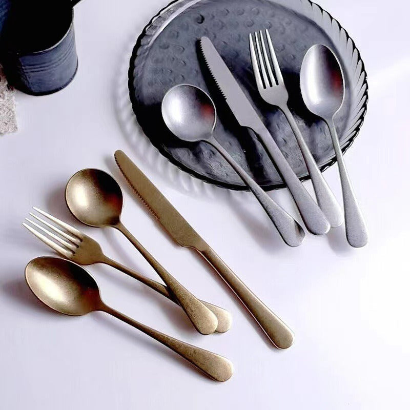 Gohobi A Set of 6 Pieces Stonewashed Stainless Steel Cutlery