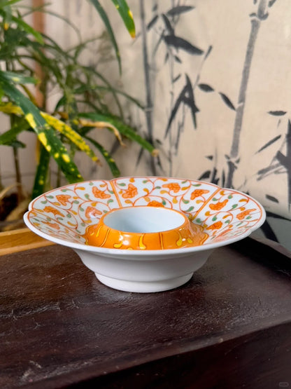 [清和堂 x Gohobi Gallery] Hand-painted Golden Red Orange Ganoderma Lucidum Pattern Tea Gaiwan Saucer Plate Tea Cup