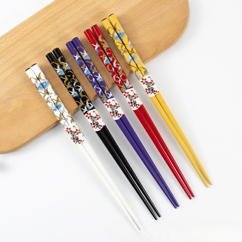 Gohobi A Set of 5 Pairs of Swan Wooden Chopsticks and Rests