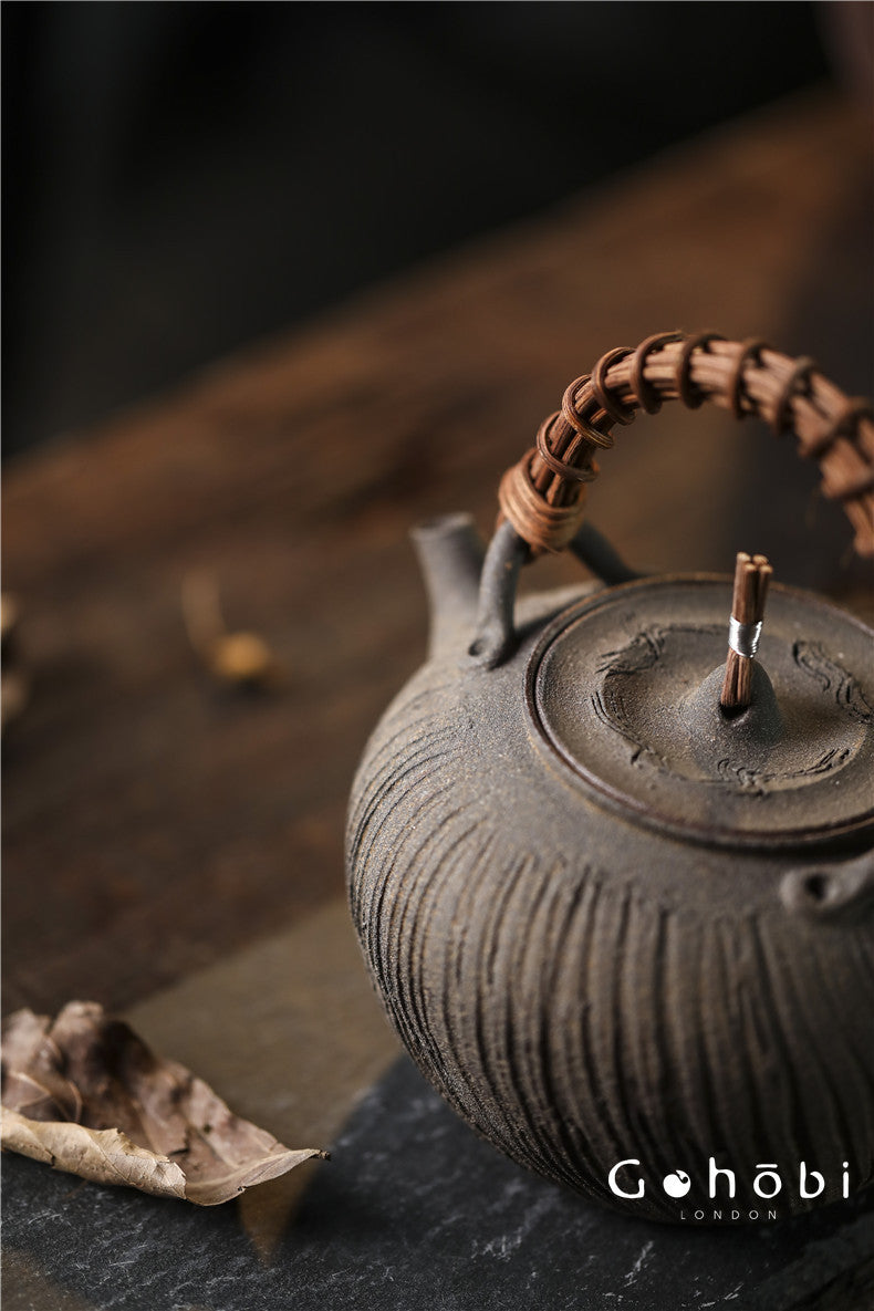 Gohobi Purple Sand Japanese-Style Teapot – Charcoal Stove Aesthetic Kung Fu Tea Brewer (600ml)