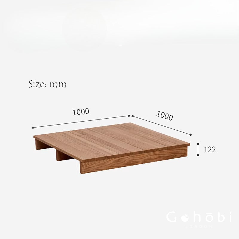 Gohobi Handmade Solid Wood Tatami Floor Platform – Japanese Style Red Oak & Black Walnut Bay Window Seating | FSC Certified Furniture