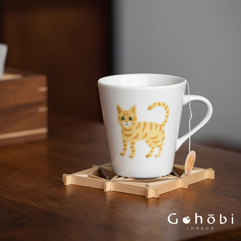 Gohobi Japanese Minoyaki Cute Cat Ceramic Mug [Made in Japan]
