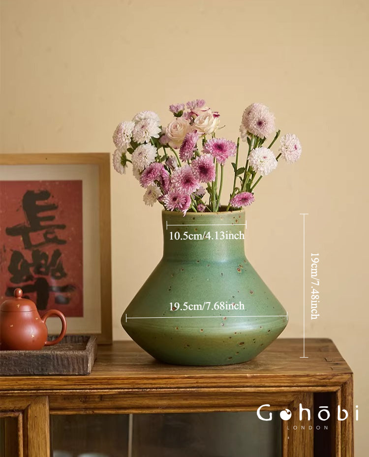 Gohobi Jingdezhen Retro Ceramic Hydroponic Vase – Antique Style Decorative Flower Vase for Home