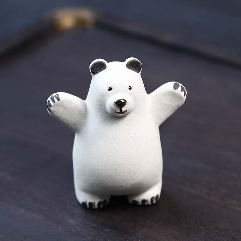 Gohobi Handmade Ceramic YiXing Clay Polar Bear Ornament Tea pet