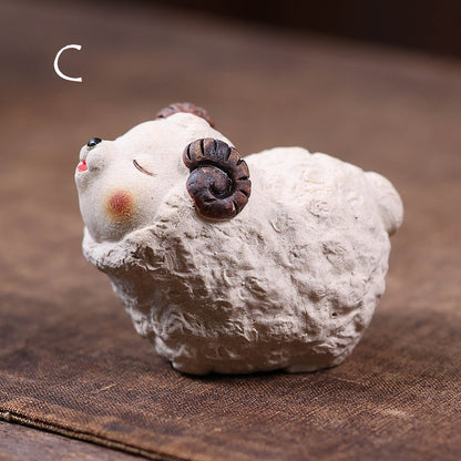 Gohobi Yixing Purple Clay Sheep Tea Pet – Handmade Sanyang Kaitai Ornament