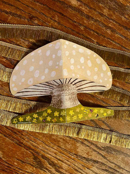 Mortlake Papers Spring Mushroom Die-Cut Greetings Card [Made in the UK]