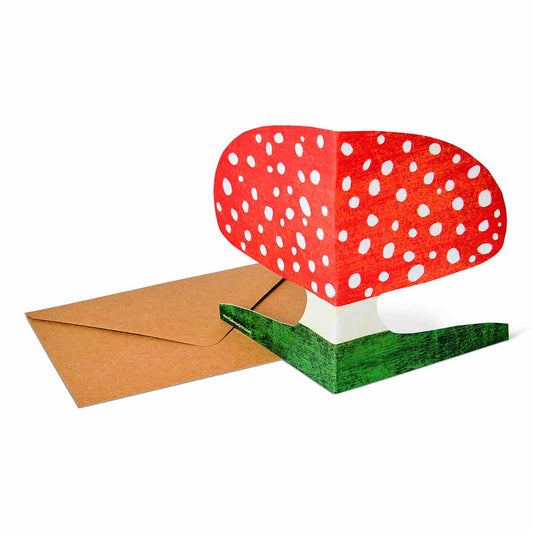 Mortlake Papers Red Mushroom Shaped Greeting Card [Made in the UK]