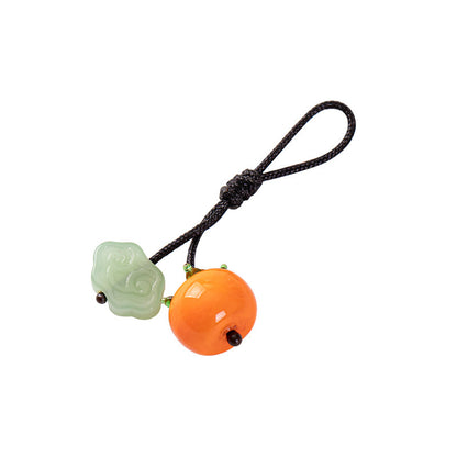 Gohobi Persimmon Teapot Lid Pendant – Handwoven Retractable Teapot Lid Rope