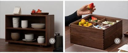 Gohobi Black Walnut Storage Cabinet – Solid Wood Medieval Style Tea and Tableware Cabinet