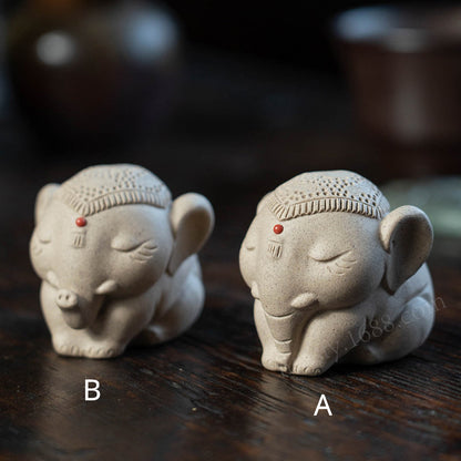 Gohobi Handmade Ceramic YiXing Clay Elephant Ornament Tea pet