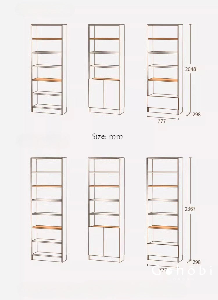 Gohobi Handmade Solid Wood Storage Cabinet – Multi-Layer Wooden Shelving Unit for Living Room or Study | FSC Certified Furniture
