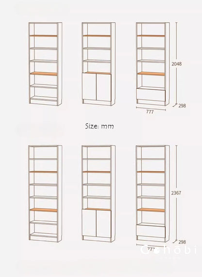 Gohobi Handmade Solid Wood Storage Cabinet – Multi-Layer Wooden Shelving Unit for Living Room or Study | FSC Certified Furniture