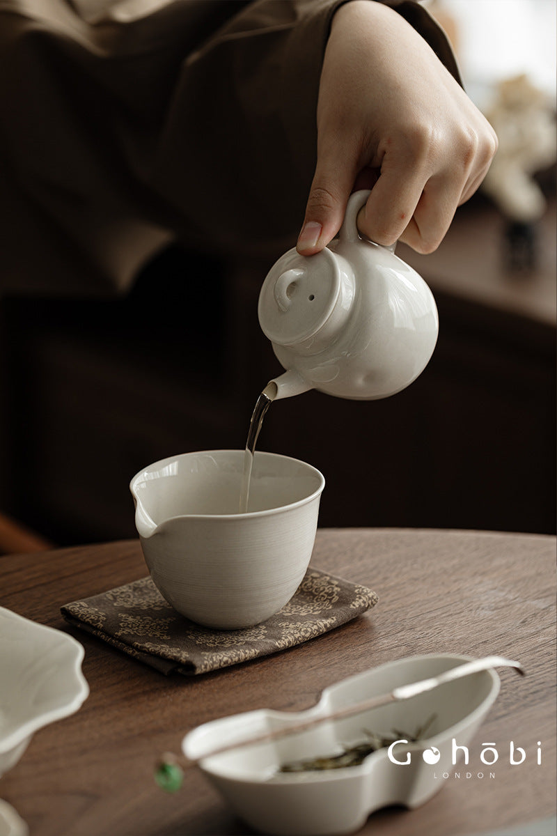 Gohobi Wood Ash Glaze Vessel Teapot – Handmade Ceramic Gongfu Tea Pot with Ball Filter